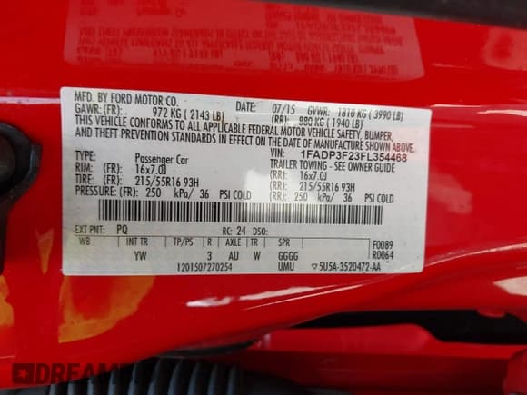 ✅ 2015 Ford Focus SE • VIN: 1FADP3F23FL354468 • Lot: 42395835. Listed on IAAI with 100,928 mi. Free auction sales archive from the USA and detailed vehicle history report at DreamBid. Image 9.