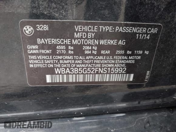 ✅ 2015 BMW 3 Series 328i xDrive • VIN: WBA3B5G52FNS15992 • Lot: 42302001. Wystawiony na IAAI z przebiegiem Nie podano. Bezpłatny archiwum sprzedaży aukcyjnych z USA i szczegółowy raport historii pojazdu na DreamBid. Zdjęcie 9.