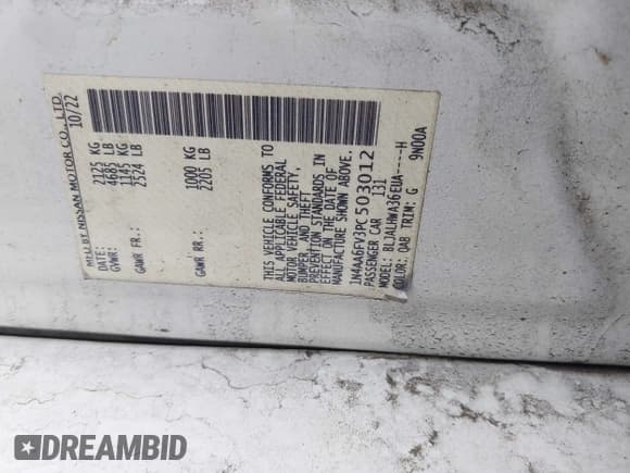 ✅ 2023 Nissan Maxima Platinum • VIN: 1N4AA6FV3PC503012 • Lot: 43560422. Listed on IAAI with 68,140 mi. Free auction sales archive from the USA and detailed vehicle history report at DreamBid. Image 9.