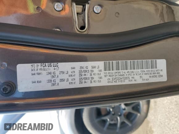 ✅ 2017 Dodge Journey GT • VIN: 3C4PDDEG4HT639576 • Лот: 70773065. Опубликован ранее на Copart с пробегом 95 222 миль. Бесплатный доступ к архиву аукционных продаж из США и подробный отчёт об истории автомобиля на DreamBid. Изображение 13.