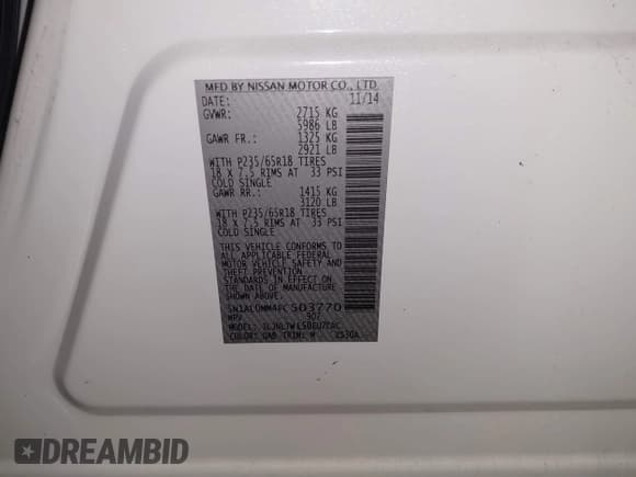 ✅ 2015 Infiniti QX60 • VIN: 5N1AL0MMAFC503770 • Lot: 43924415. Listed on IAAI with 191,443 mi. Free auction sales archive from the USA and detailed vehicle history report at DreamBid. Image 9.