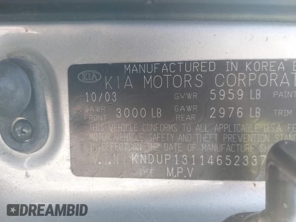 ✅ 2004 Kia Sedona LX • VIN: KNDUP131146523375 • Lot: 42329569. Wystawiony na IAAI z przebiegiem Nie podano. Bezpłatny archiwum sprzedaży aukcyjnych z USA i szczegółowy raport historii pojazdu na DreamBid. Zdjęcie 9.