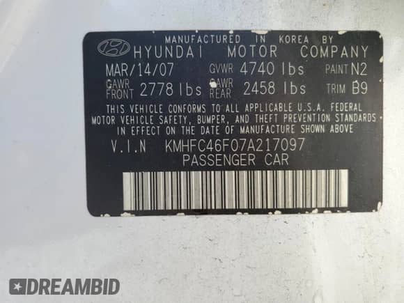 2007 Hyundai Azera SE с VIN KMHFC46F07A217097, выставлен на аукционе Copart как лот 62909955 с пробегом 119 729 миль миль и Списание • Salvage title. История ставок и продаж доступна на DreamBid. Изображение 12.