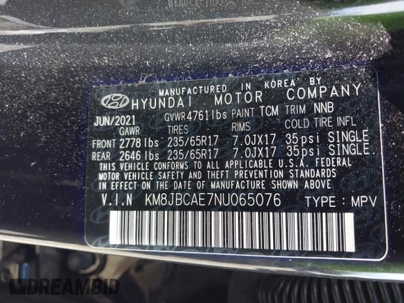 ✅ 2022 Hyundai Tucson Preferred • VIN: KM8JBCAE7NU065076 • Lot: 41769597. Wystawiony na IAAI z przebiegiem 20 813 mil. Bezpłatny archiwum sprzedaży aukcyjnych z USA i szczegółowy raport historii pojazdu na DreamBid. Zdjęcie 9.