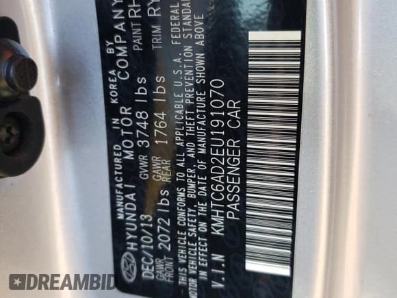 ✅ 2014 Hyundai Veloster • VIN: KMHTC6AD2EU191070 • Lot: 70097094. Wystawiony na Copart z przebiegiem 65 384 mil. Bezpłatny archiwum sprzedaży aukcyjnych z USA i szczegółowy raport historii pojazdu na DreamBid. Zdjęcie 14.