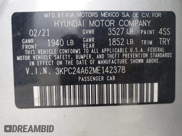 ✅ 2021 Hyundai Accent SE • VIN: 3KPC24A62ME142378 • Лот: 79905224. Опубликован ранее на Copart с пробегом 38 962 миль. Бесплатный доступ к архиву аукционных продаж из США и подробный отчёт об истории автомобиля на DreamBid. Изображение 14.