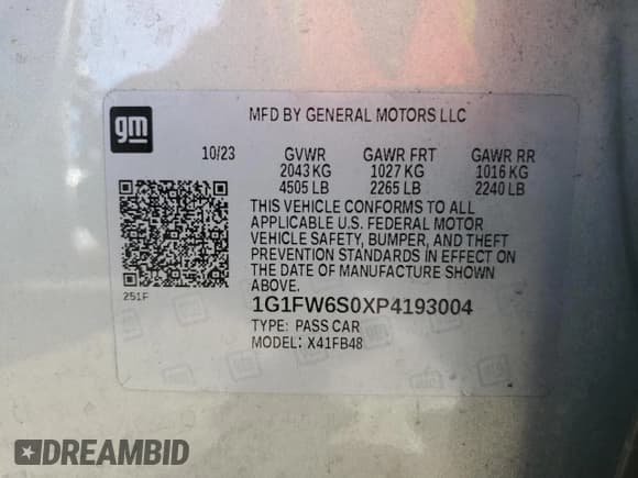 ✅ 2023 Chevrolet Bolt EV 1LT • VIN: 1G1FW6S0XP4193004 • Lot: 84964054. Wystawiony na Copart z przebiegiem 38 995 mil. Bezpłatny archiwum sprzedaży aukcyjnych z USA i szczegółowy raport historii pojazdu na DreamBid. Zdjęcie 12.