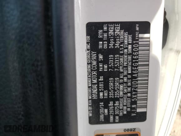 ✅ 2014 Hyundai Santa Fe • VIN: 5XYZUDLA6EG166001 • Лот: 51783444. Опубликован ранее на Copart с пробегом 102 096 миль. Бесплатный доступ к архиву аукционных продаж из США и подробный отчёт об истории автомобиля на DreamBid. Изображение 13.