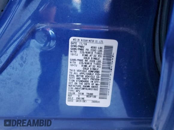 ✅ 2020 Nissan Rogue S • VIN: JN8AT2MTXLW031693 • Lot: 92104805. Wystawiony na Copart z przebiegiem 46 477 mil. Bezpłatny archiwum sprzedaży aukcyjnych z USA i szczegółowy raport historii pojazdu na DreamBid. Zdjęcie 14.
