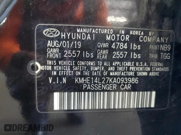 ✅ 2019 Hyundai Sonata • VIN: KMHE14L27KA093986 • Лот: 66001475. Опубликован ранее на Copart с пробегом 132 602 миль. Бесплатный доступ к архиву аукционных продаж из США и подробный отчёт об истории автомобиля на DreamBid. Изображение 12.