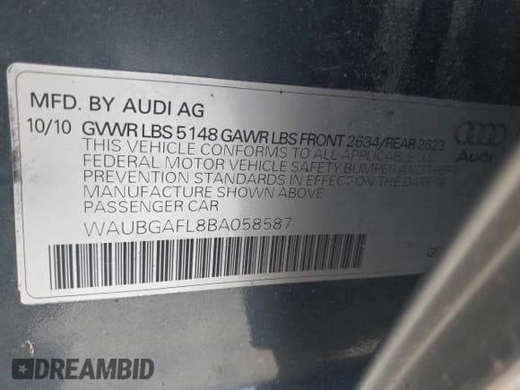 ✅ 2011 Audi S4 Premium Plus • VIN: WAUBGAFL8BA058587 • Lot: 42516893. Listed on IAAI with 161,715 mi. Free auction sales archive from the USA and detailed vehicle history report at DreamBid. Image 9.