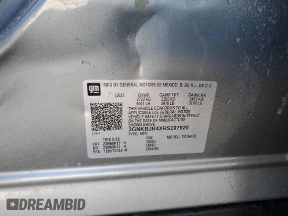 2024 Chevrolet Blazer LT z VIN 3GNKBJR4XRS197920, wystawiony jako Copart lot #43020995 z przebiegiem 19 581 mil mil oraz Szkoda całkowita • Salvage title. Historia ofert i sprzedaży dostępna na DreamBid. Obrazek 12.