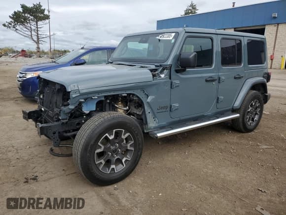 ✅ 2024 Jeep Wrangler Sahara • VIN: 1C4PJXENXRW158249 • Lot: 85922385. Listed on Copart with 29,213 mi. Free auction sales archive from the USA and detailed vehicle history report at DreamBid. Image 1.