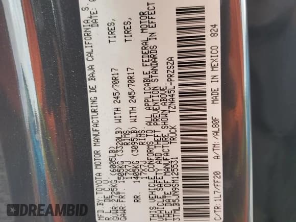 ✅ 2025 Toyota Tacoma SR5 • VIN: 3TMLB5JN9SM125531 • Лот: 86140655. Опубликован ранее на Copart с пробегом 6 018 миль. Бесплатный доступ к архиву аукционных продаж из США и подробный отчёт об истории автомобиля на DreamBid. Изображение 12.