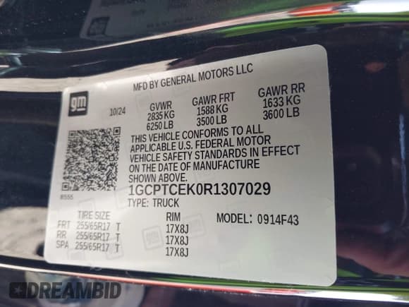 ✅ 2024 Chevrolet Colorado 4WD LT • VIN: 1GCPTCEK0R1307029 • Lot: 41970441. Wystawiony na IAAI z przebiegiem 4 968 mil. Bezpłatny archiwum sprzedaży aukcyjnych z USA i szczegółowy raport historii pojazdu na DreamBid. Zdjęcie 9.