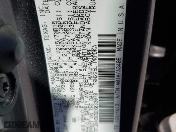 ✅ 2013 Toyota Tacoma • VIN: 5TFJX4CN3DX033070 • Lot: 69983245. Listed on Copart with 110,841 mi. Free auction sales archive from the USA and detailed vehicle history report at DreamBid. Image 12.