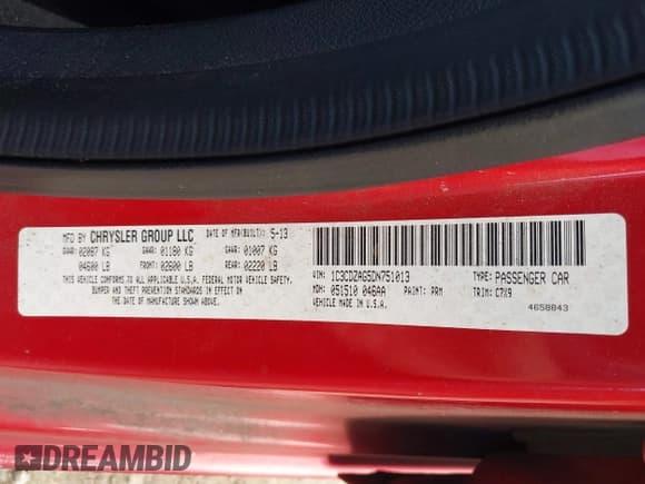 ✅ 2013 Dodge Avenger SE V6 • VIN: 1C3CDZAG5DN751013 • Лот: 41270247. Опубликован ранее на IAAI с пробегом 118 804 миль. Бесплатный доступ к архиву аукционных продаж из США и подробный отчёт об истории автомобиля на DreamBid. Изображение 9.