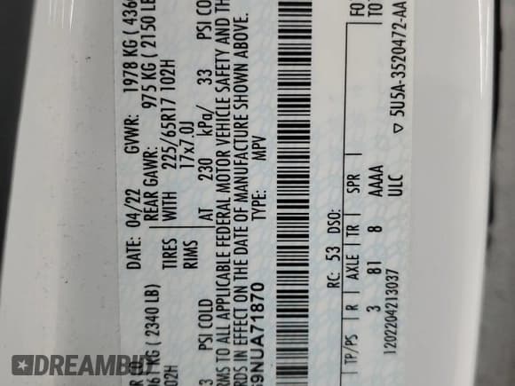 ✅ 2022 Ford Escape S • VIN: 1FMCU0F69NUA71870 • Lot: 85283195. Listed on Copart with 138,061 mi. Free auction sales archive from the USA and detailed vehicle history report at DreamBid. Image 13.