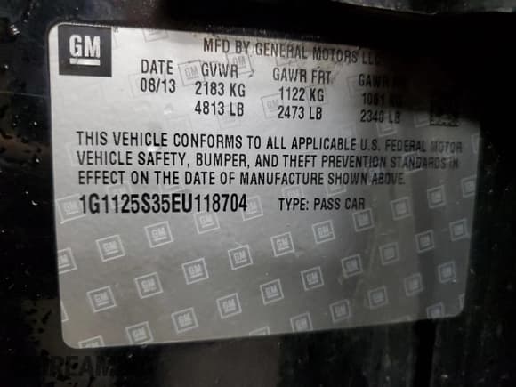 ✅ 2014 Chevrolet Impala LT • VIN: 1G1125S35EU118704 • Лот: 65003284. Опубликован ранее на Copart с пробегом 162 384 миль. Бесплатный доступ к архиву аукционных продаж из США и подробный отчёт об истории автомобиля на DreamBid. Изображение 13.