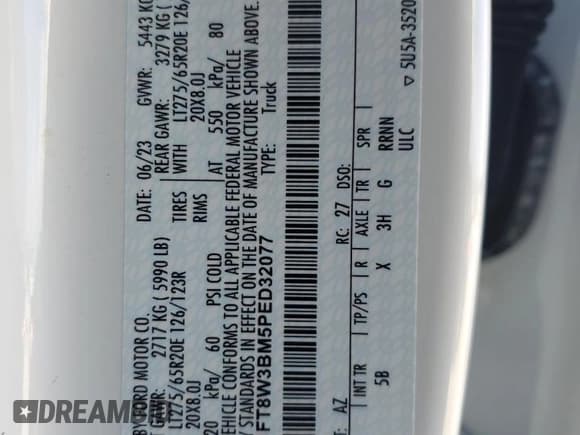 ✅ 2023 Ford F-350 XL • VIN: 1FT8W3BM5PED32077 • Лот: 78737254. Опубликован ранее на Copart с пробегом 23 048 миль. Бесплатный доступ к архиву аукционных продаж из США и подробный отчёт об истории автомобиля на DreamBid. Изображение 12.