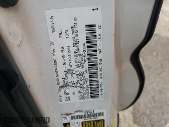 ✅ 2016 Toyota Tacoma SR • VIN: 5TFRX5GN8GX072535 • Lot: 91609145. Listed on Copart with 160,765 mi. Free auction sales archive from the USA and detailed vehicle history report at DreamBid. Image 12.