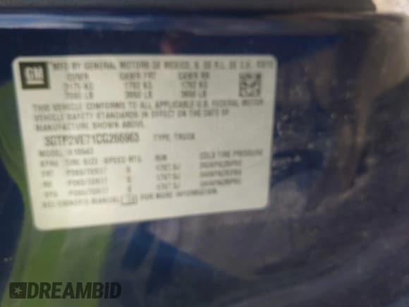 ✅ 2012 GMC Sierra 1500 SLE • VIN: 3GTP2VE71CG266963 • Lot: 42712353. Wystawiony na IAAI z przebiegiem 105 651 mil. Bezpłatny archiwum sprzedaży aukcyjnych z USA i szczegółowy raport historii pojazdu na DreamBid. Zdjęcie 9.