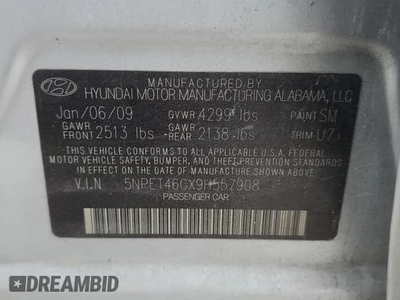 ✅ 2009 Hyundai Sonata GLS • VIN: 5NPET46CX9H557908 • Лот: 89377615. Опубликован ранее на Copart с пробегом 168 919 миль. Бесплатный доступ к архиву аукционных продаж из США и подробный отчёт об истории автомобиля на DreamBid. Изображение 12.