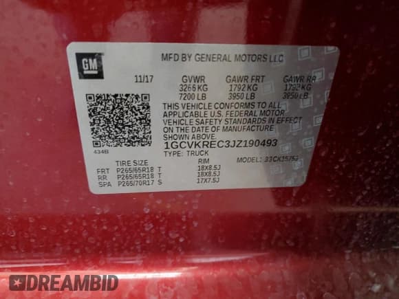 ✅ 2018 Chevrolet Silverado 1500 LT • VIN: 1GCVKREC3JZ190493 • Лот: 81804595. Опубликован ранее на Copart с пробегом 42 313 миль. Бесплатный доступ к архиву аукционных продаж из США и подробный отчёт об истории автомобиля на DreamBid. Изображение 12.