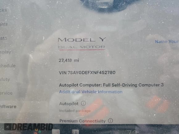 ✅ 2022 Tesla Model Y Performance • VIN: 7SAYGDEFXNF452780 • Lot: 81119255. Listed on Copart with 27,418 mi. Free auction sales archive from the USA and detailed vehicle history report at DreamBid. Image 9.