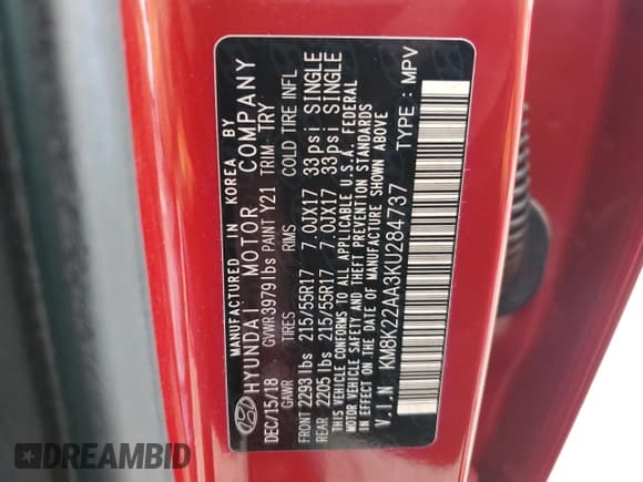 ✅ 2019 Hyundai Kona SEL • VIN: KM8K22AA3KU284737 • Лот: 69345174. Опубликован ранее на Copart с пробегом 39 150 миль. Бесплатный доступ к архиву аукционных продаж из США и подробный отчёт об истории автомобиля на DreamBid. Изображение 14.