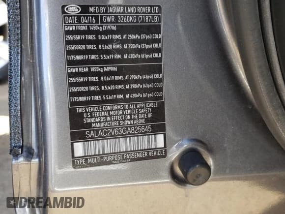 ✅ 2016 Land Rover LR4 • VIN: SALAC2V63GA825645 • Лот: 44063484. Опубликован ранее на Copart с пробегом 67 406 миль. Бесплатный доступ к архиву аукционных продаж из США и подробный отчёт об истории автомобиля на DreamBid. Изображение 14.