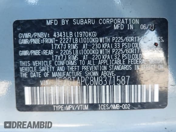 ✅ 2021 Subaru Crosstrek Premium • VIN: JF2GTAPC8M8371587 • Lot: 43632234. Wystawiony na IAAI z przebiegiem 38 155 mil. Bezpłatny archiwum sprzedaży aukcyjnych z USA i szczegółowy raport historii pojazdu na DreamBid. Zdjęcie 9.