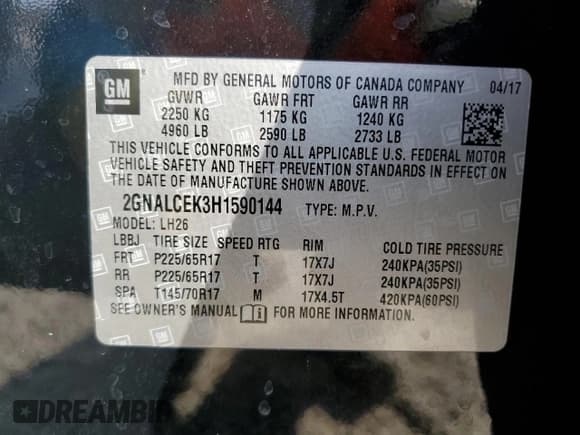 ✅ 2017 Chevrolet Equinox LT • VIN: 2GNALCEK3H1590144 • Лот: 81837345. Опубликован ранее на Copart с пробегом 176 853 миль. Бесплатный доступ к архиву аукционных продаж из США и подробный отчёт об истории автомобиля на DreamBid. Изображение 13.