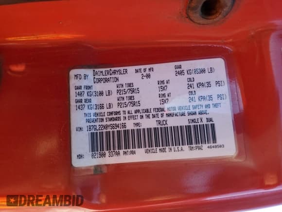 ✅ 2000 Dodge Dakota • VIN: 1B7GL22X0YS694166 • Lot: 87619775. Wystawiony na Copart z przebiegiem Nie podano. Bezpłatny archiwum sprzedaży aukcyjnych z USA i szczegółowy raport historii pojazdu na DreamBid. Zdjęcie 12.