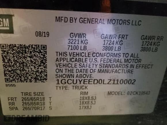 ✅ 2020 Chevrolet Silverado 1500 RST • VIN: 1GCUYEED0LZ110002 • Lot: 53970645. Listed on Copart with 84,156 mi. Free auction sales archive from the USA and detailed vehicle history report at DreamBid. Image 12.