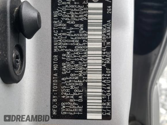 ✅ 2010 Toyota Matrix S • VIN: 2T1LE4EE9AC017087 • Lot: 53549035. Wystawiony na Copart z przebiegiem 127 598 mil. Bezpłatny archiwum sprzedaży aukcyjnych z USA i szczegółowy raport historii pojazdu na DreamBid. Zdjęcie 12.