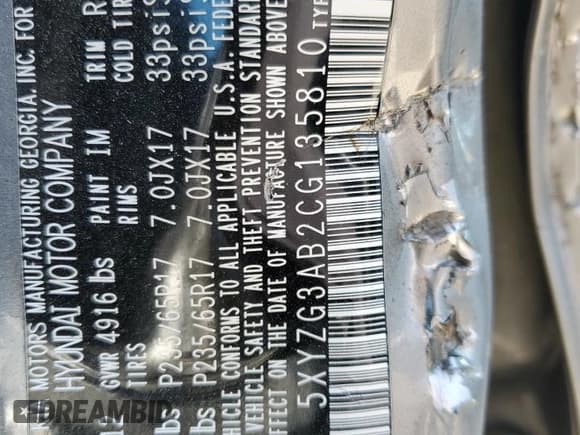 ✅ 2012 Hyundai Santa Fe GLS • VIN: 5XYZG3AB2CG135810 • Lot: 72519744. Listed on Copart with 137,627 mi. Free auction sales archive from the USA and detailed vehicle history report at DreamBid. Image 14.