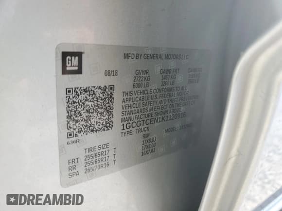 ✅ 2019 Chevrolet Colorado 4WD LT • VIN: 1GCGTCEN1K1120916 • Lot: 82785275. Listed on Copart with 127,684 mi. Free auction sales archive from the USA and detailed vehicle history report at DreamBid. Image 12.