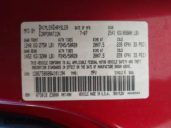 2008 Dodge Nitro R/T с VIN 1D8GT58688W101194, выставлен на аукционе IAAI как лот 41846468 с пробегом 117 255 миль миль и . История ставок и продаж доступна на DreamBid. Изображение 9.