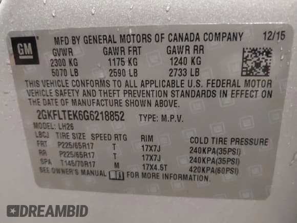 ✅ 2016 GMC Terrain SLE • VIN: 2GKFLTEK6G6218852 • Lot: 42231128. Wystawiony na IAAI z przebiegiem 121 674 mil. Bezpłatny archiwum sprzedaży aukcyjnych z USA i szczegółowy raport historii pojazdu na DreamBid. Zdjęcie 9.