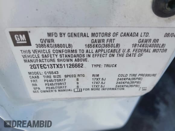 ✅ 2005 GMC Sierra 1500 SLT • VIN: 2GTEC13TX51126662 • Лот: 43620463. Опубликован ранее на IAAI с пробегом 135 554 миль. Бесплатный доступ к архиву аукционных продаж из США и подробный отчёт об истории автомобиля на DreamBid. Изображение 9.