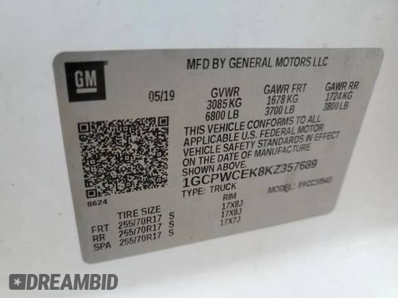 2019 Chevrolet Silverado 1500 LT с VIN 1GCPWCEK8KZ357689, выставлен на аукционе Copart как лот 66704955 с пробегом 81 254 миль миль и Чистый • Clean title. История ставок и продаж доступна на DreamBid. Изображение 12.