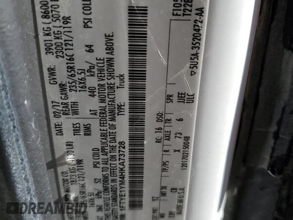 ✅ 2017 Ford Transit • VIN: 1FTYE1YM4HKA73728 • Lot: 59231565. Wystawiony na Copart z przebiegiem 169 458 mil. Bezpłatny archiwum sprzedaży aukcyjnych z USA i szczegółowy raport historii pojazdu na DreamBid. Zdjęcie 15.