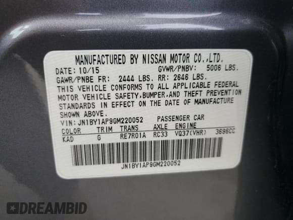 ✅ 2016 Infiniti Q70 • VIN: JN1BY1AP9GM220052 • Lot: 80322845. Listed on Copart with 94,003 mi. Free auction sales archive from the USA and detailed vehicle history report at DreamBid. Image 12.