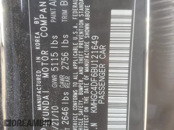 ✅ 2011 Hyundai Genesis • VIN: KMHGC4DF6BU121649 • Лот: 90789035. Опубликован ранее на Copart с пробегом 106 593 миль. Бесплатный доступ к архиву аукционных продаж из США и подробный отчёт об истории автомобиля на DreamBid. Изображение 12.