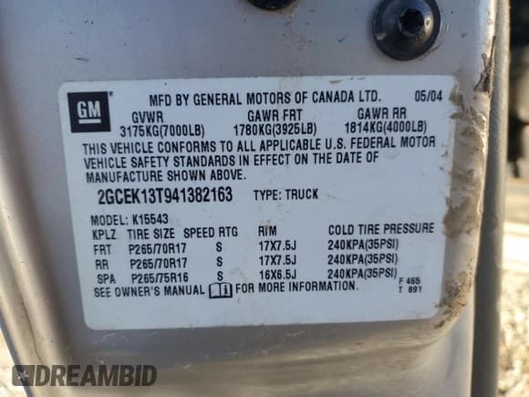 ✅ 2004 Chevrolet Silverado 1500 LS • VIN: 2GCEK13T941382163 • Lot: 84823424. Wystawiony na Copart z przebiegiem 207 003 mil. Bezpłatny archiwum sprzedaży aukcyjnych z USA i szczegółowy raport historii pojazdu na DreamBid. Zdjęcie 15.