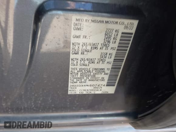 ✅ 2023 Nissan Frontier SV • VIN: 1N6ED1EK4PN607474 • Lot: 41077553. Listed on IAAI with 23,383 mi. Free auction sales archive from the USA and detailed vehicle history report at DreamBid. Image 9.