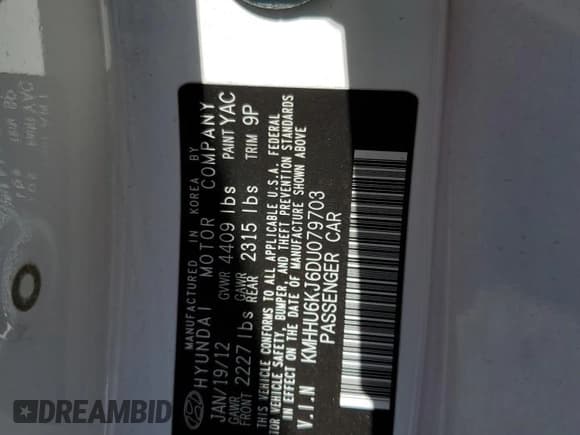 ✅ 2013 Hyundai Genesis Coupe Track • VIN: KMHHU6KJ6DU079703 • Lot: 57285915. Listed on Copart with 154,940 mi. Free auction sales archive from the USA and detailed vehicle history report at DreamBid. Image 12.