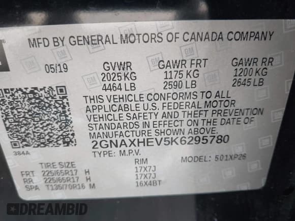 ✅ 2019 Chevrolet Equinox LS • VIN: 2GNAXHEV5K6295780 • Лот: 43389876. Опубликован ранее на IAAI с пробегом 98 949 миль. Бесплатный доступ к архиву аукционных продаж из США и подробный отчёт об истории автомобиля на DreamBid. Изображение 9.