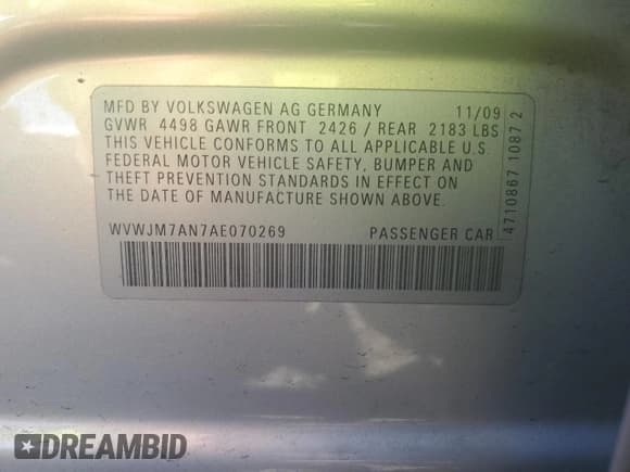 ✅ 2010 Volkswagen Passat Komfort • VIN: WVWJM7AN7AE070269 • Лот: 75233154. Опубликован ранее на Copart с пробегом 132 269 миль. Бесплатный доступ к архиву аукционных продаж из США и подробный отчёт об истории автомобиля на DreamBid. Изображение 15.